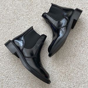 Zara TRF Patent Leather Chelsea Boots